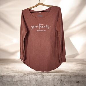 Women's Long Sleeve Top - Rust - Give Thanks Design